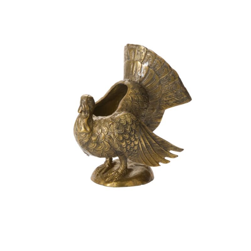 Autumn Turkey Vase - 9" X 8.5" - Gold
