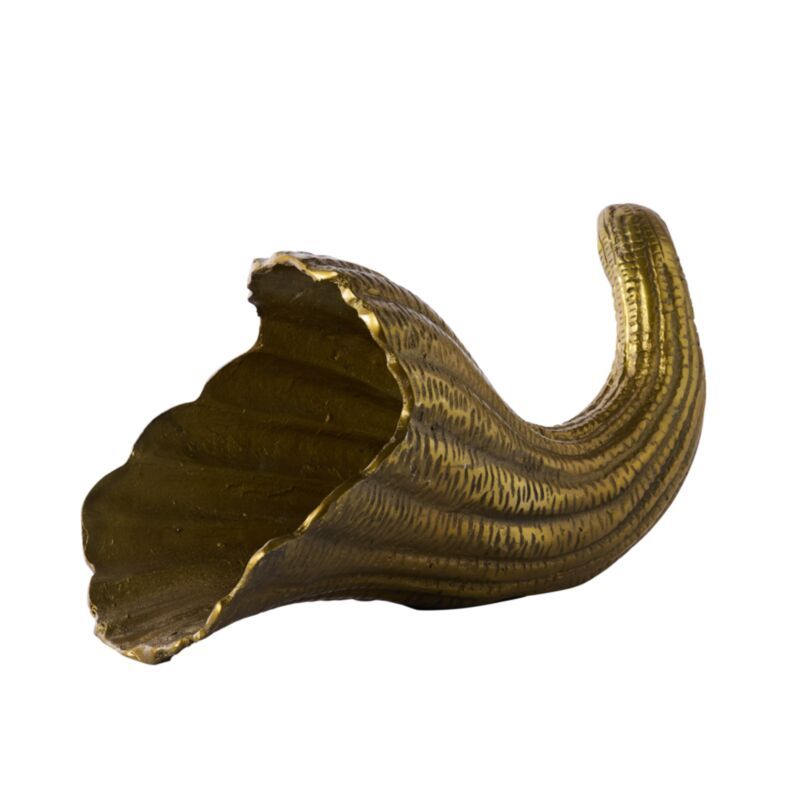 Harvest Cornucopia Container - 18" X 8.5" X 9" - Gold