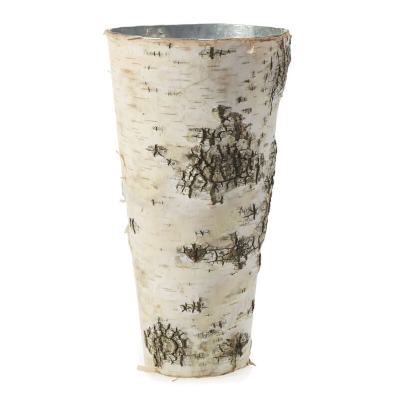 Birch Vase Zinc Lined - 4.75" X 9" - Natural
