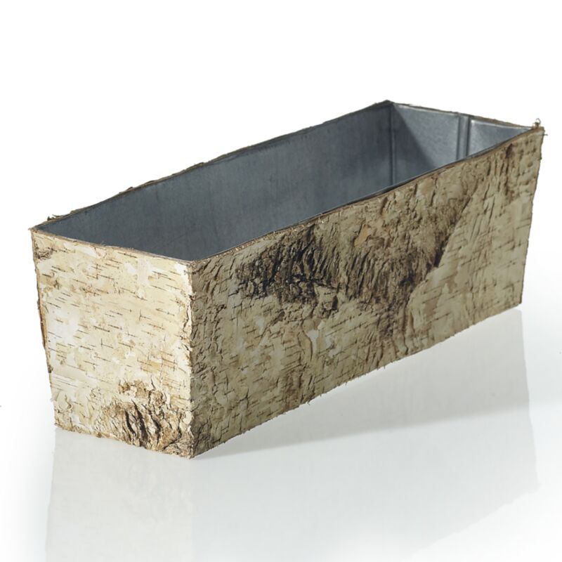 Birch Planter Zinc Lined - 12" X 4" X 4" - Natural