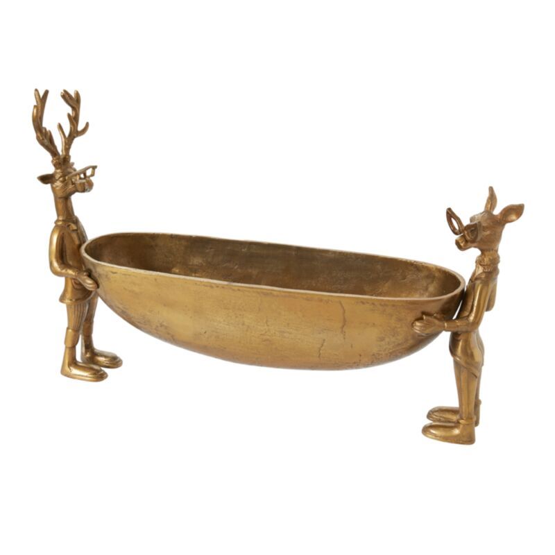 Frankie and Margie Reindeer Bowl - 25" - Gold