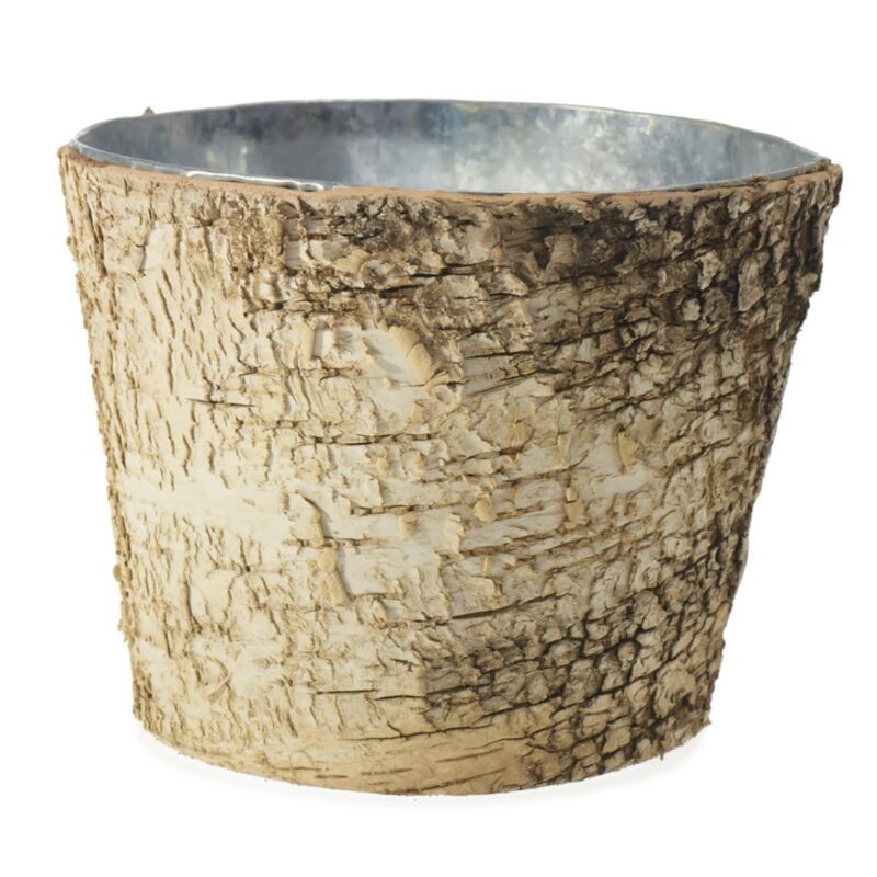 Birch Pot Zinc Lined - 7" X 6" - Natural