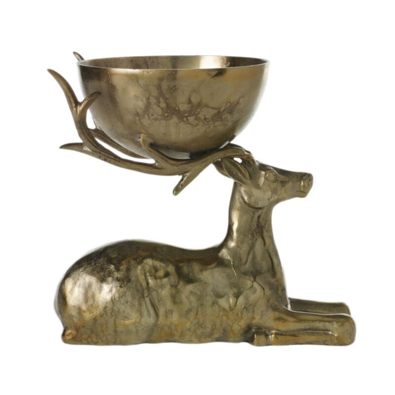 Laying Buck Bowl - 16" X 9.5" X 14.5" - Gold