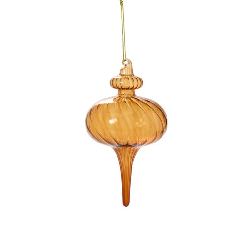 Nicolette Finial Ornament - 6.25", 9.5", Color: Amber, Size: Small