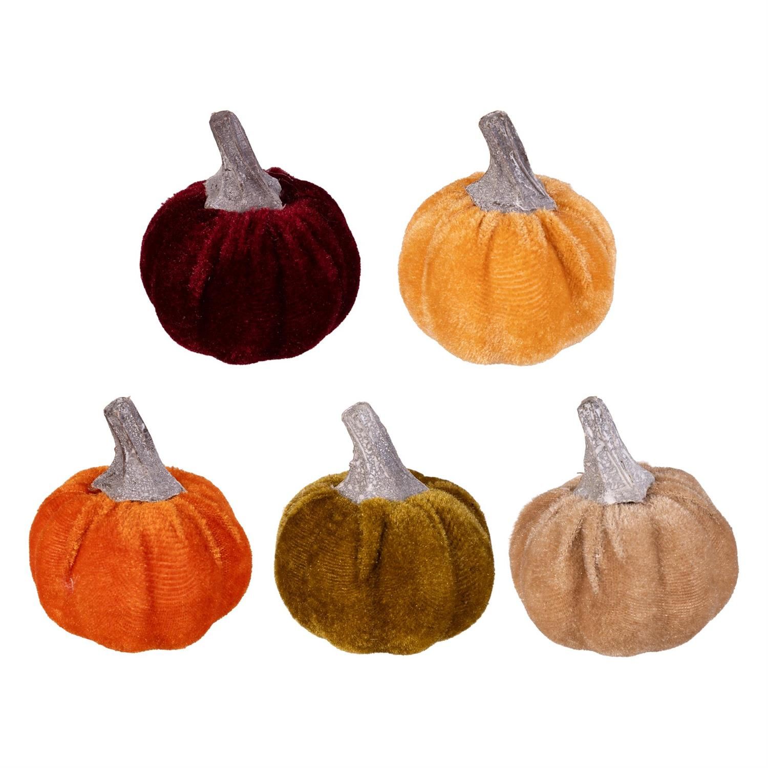 Fabric Pumpkins in Bag - 3" - Set of 6