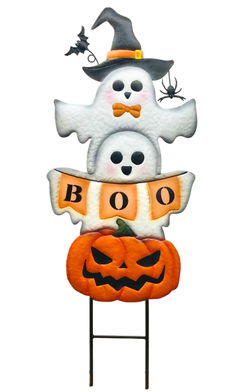 Garden Stake - Boo Ghosts w/Pumpkin - 36" X 13"