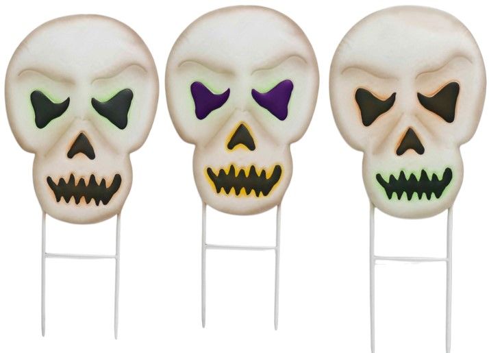 Garden Stake - Skeleton Head - 23" X 11" - 3 Styles - Sold Individually