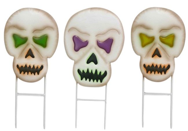Garden Stake - Skeleton Head - 18" X 8" - 3 Styles - Sold Individually
