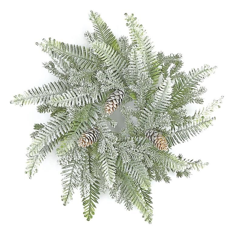 Hemlock Pine Table Wreath w/ Cones - 14" - Frosted