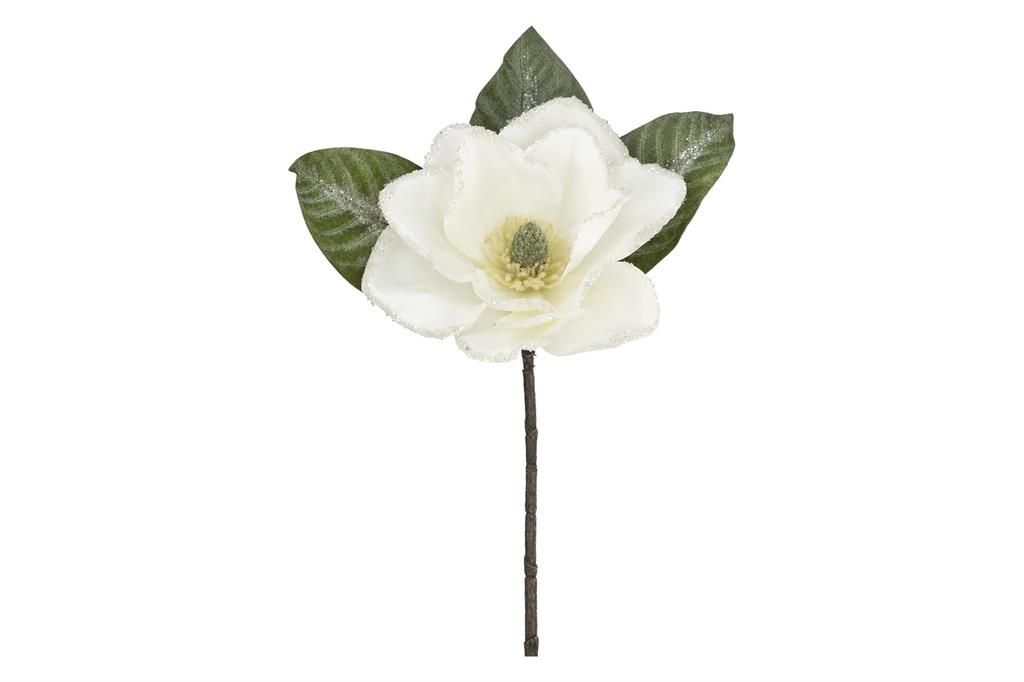Magnolia Pick w/ Glittered Edge - 15" - White