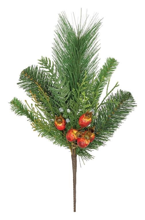 Mixed Pine &amp; Cedar Pick w/ Berry - 12.5"
