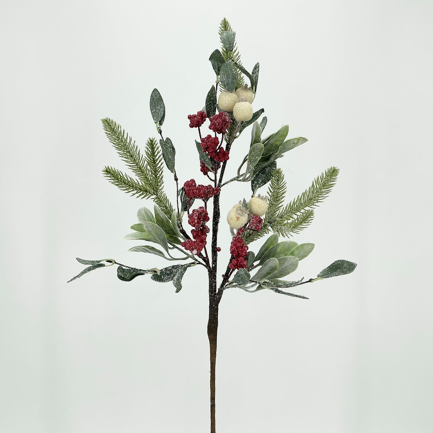Mixed Berry Foliage &amp; Pine Spray - 28" - Red/Green/Cream