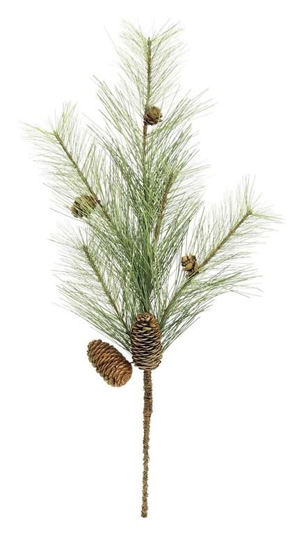 Whispy Pine &amp; Pinecone Spray - 24" - Green