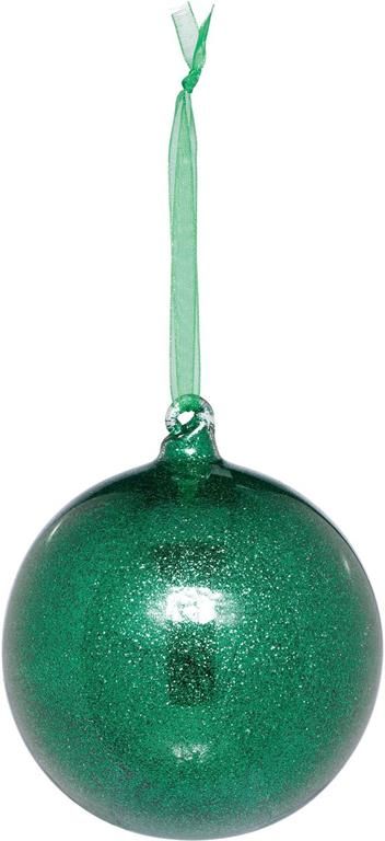 Glitter Filled Ball Ornament - 4" - Emerald