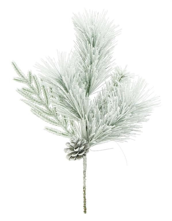 Snowy Mixed Pine &amp; Pinecone Pick - 20" - White/Green