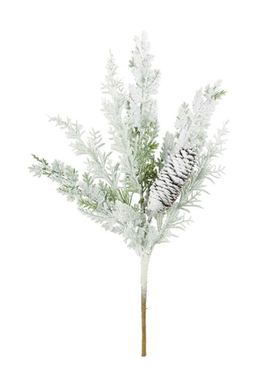 Snow Pine w/ Pinecone Pick - 18" - Green/White