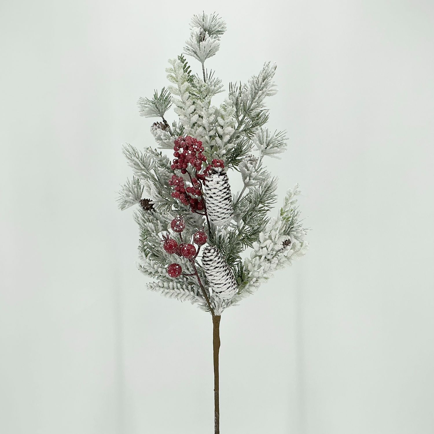 Snowed Pine w/ Berry &amp; Pinecone Spray - 31" - Red/Green