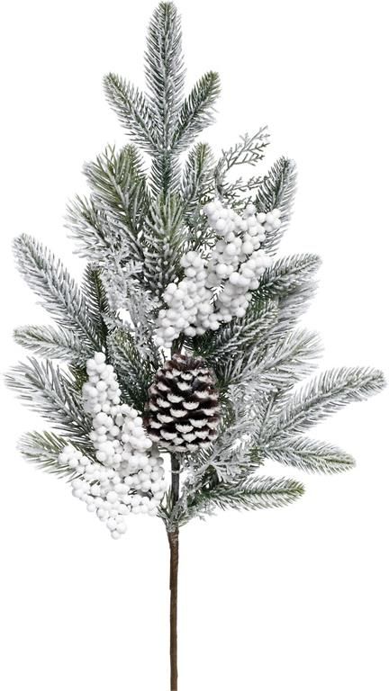 Snowy Pine Pinecone &amp; Berry Spray - 28" - White/Green