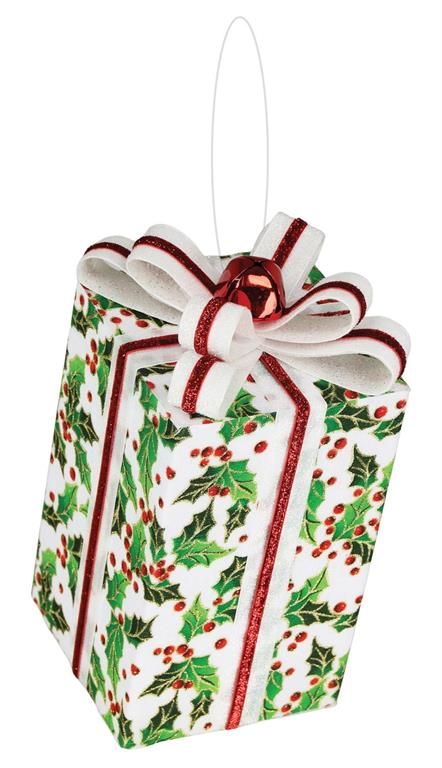 Holly Gift Box - Red/Green/White, Size: Large