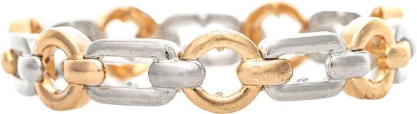 Bar &amp; Circle Link Stretch Bracelet - Two-Tone