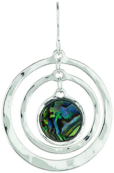 Triple Circle Abalone Earrings - Silver