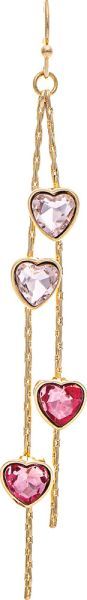 Faceted Crystal Heartstrings Earrings - Gold/Pink