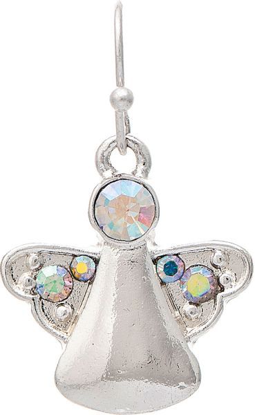Winged Angel Holiday Earrings - Silver