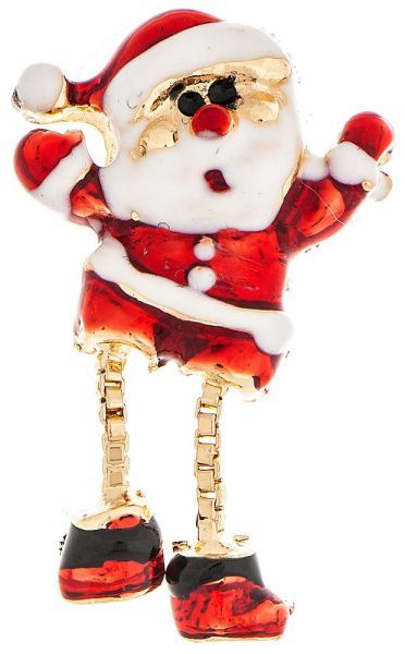 Standing Santa Earring - Gold/Red