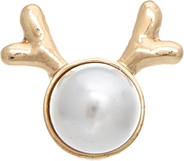 Pearl Christmas Reindeer Post Earrings - Gold