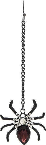 Crystal Spider On Chain Earrings - Black