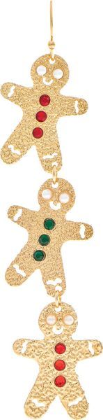 Sparkly Dangling Gingerbread Men Earrings - Gold
