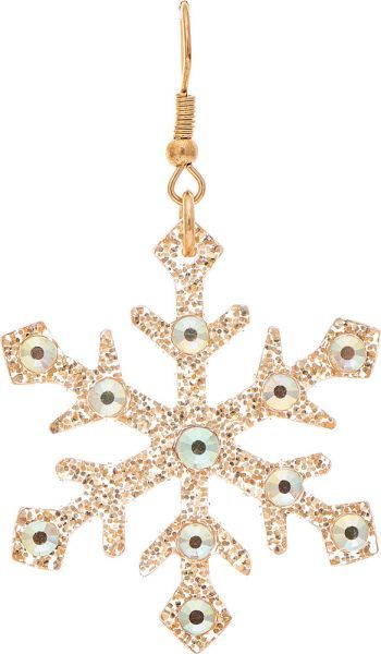 Sparkle Resin Snowflake Earrings - Gold