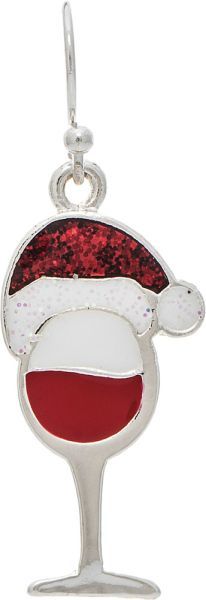 Red Wine Celebrate Christmas Earrings - Silver
