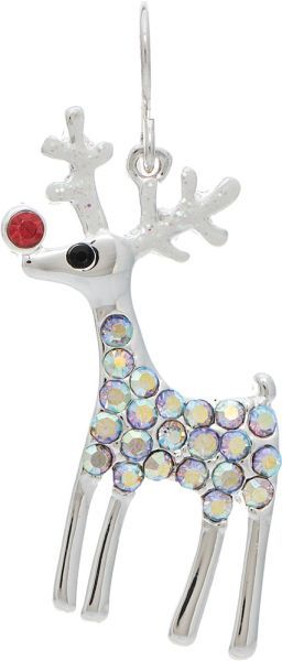 Blingy Red Nosed Reindeer Earrings - Silver