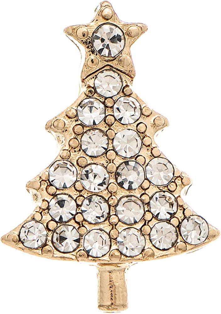 Crystal Tiny Christmas Tree Post Earrings - Gold
