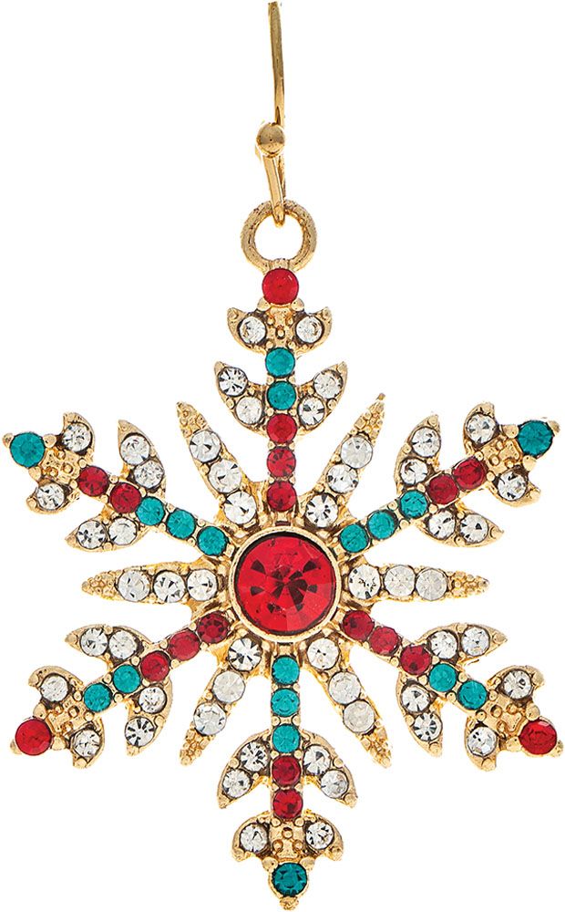 Crystal Snowflake Earrings - Gold/Multi