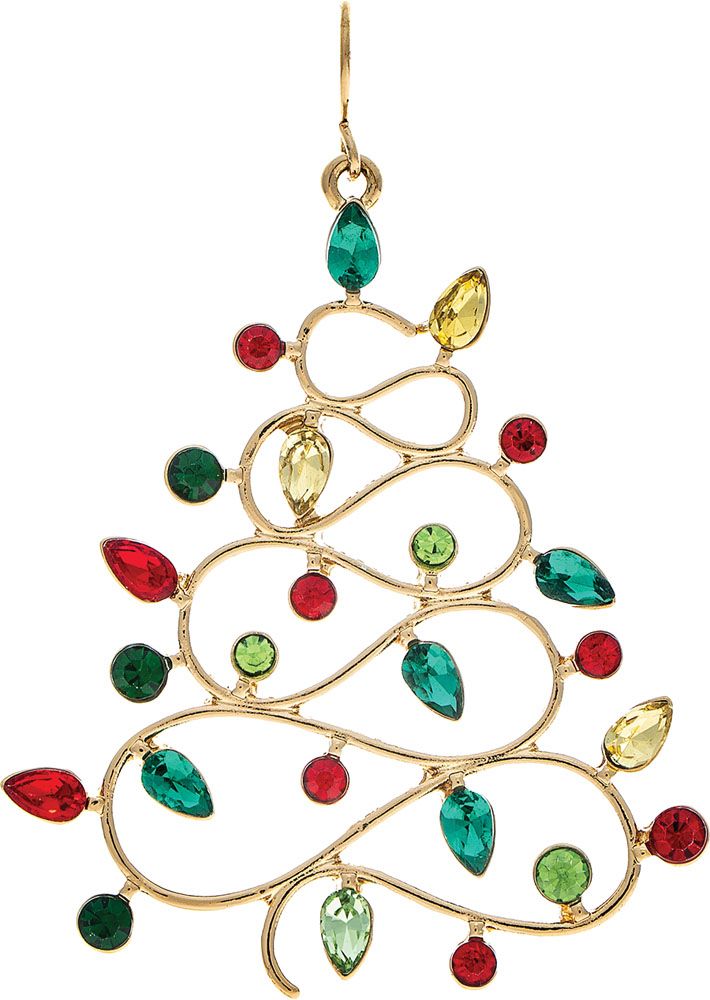 Infinity Swirl Crystal Christmas Tree Earrings - Gold/Multi