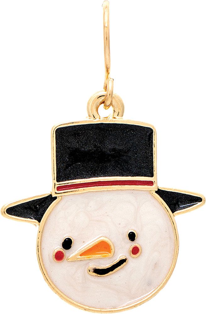 Pointy Carrot Nose Happy Snowman Earrings - Gold