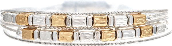 Square Beads Chain Rows Magnetic Bracelet - Two-Tone