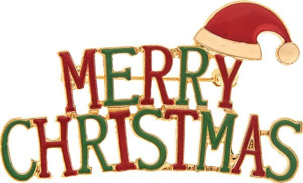Merry Christmas Santa Hat Pin - Gold