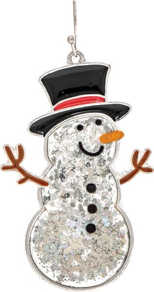 Glittered Epoxy Snowman Earrings - Silver