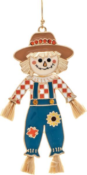 Enamel Multicolor Fall Scarecrow Earrings - Gold