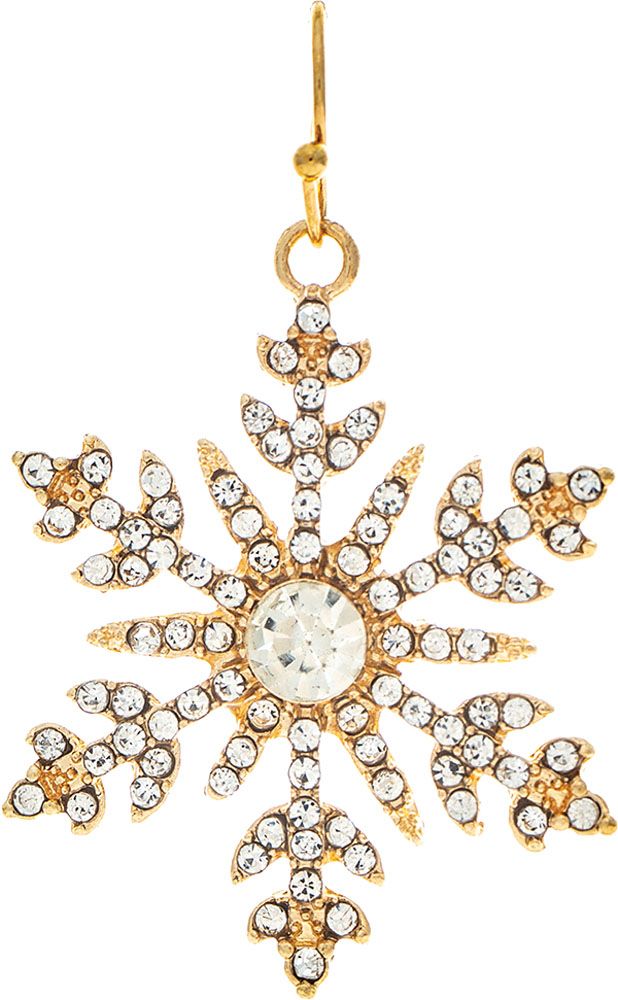 Clear Ice Crystal Snowflake Earrings, Color: Silver
