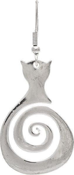 Psychedelic Cat Swirl Earrings - Silver