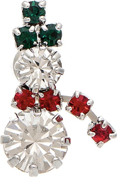 Crystal Snowman Post Earrings - Silver