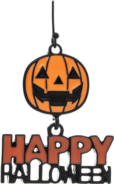 Halloween Banner Jack-O-Lantern Earrings - Black