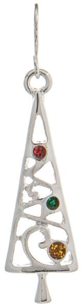 Hollow Christmas Tree Earrings - Silver