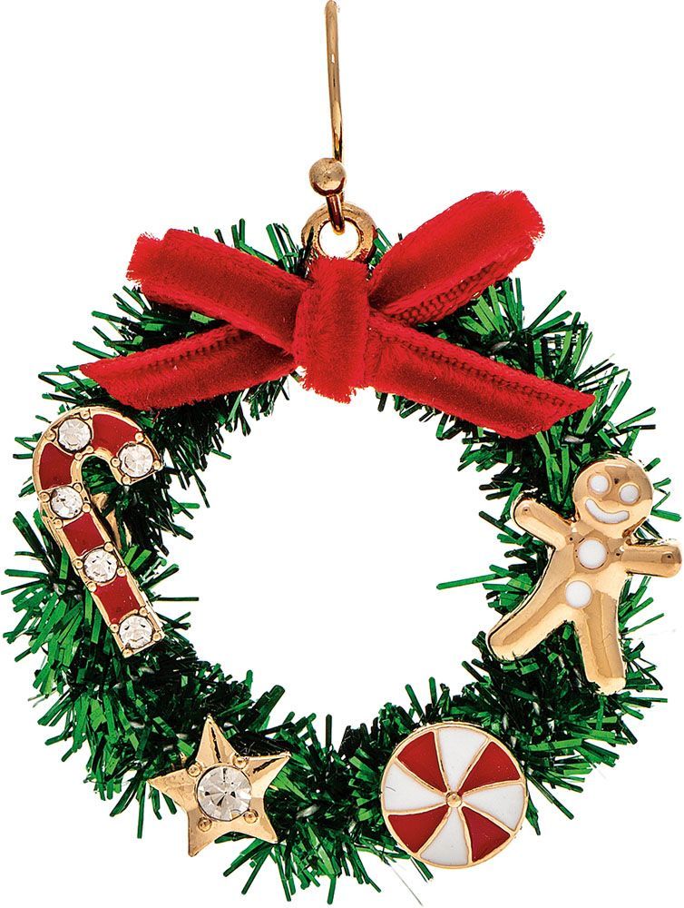 Holiday Charms Deco Wreath Earrings - Gold