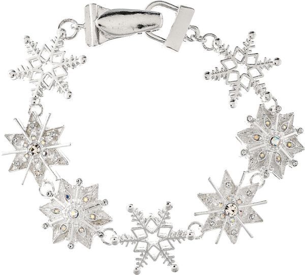 Sparkling Glitter Snowflake Magnetic Bracelet - Silver