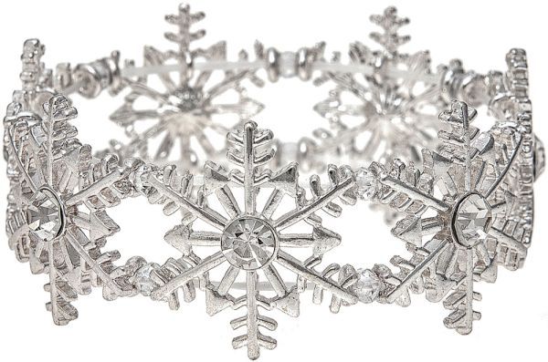 Crystal Center Snowflake Bracelet - Silver